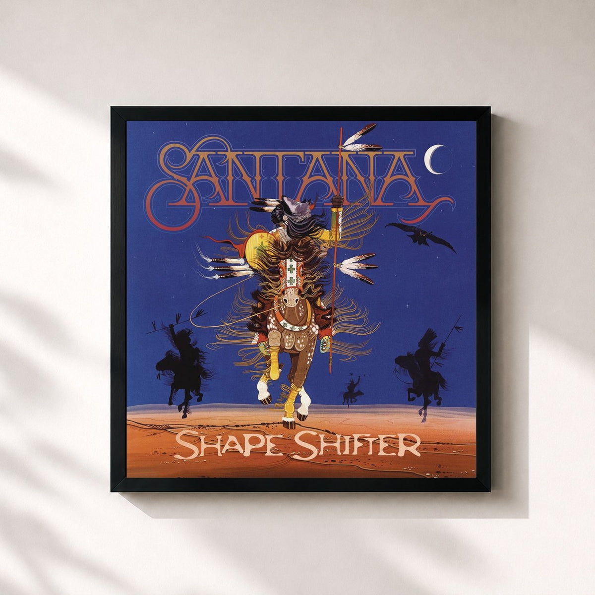 #noir Tableau carré de l'album Shape Shifter de Santana, cadre noir 32x32 cm