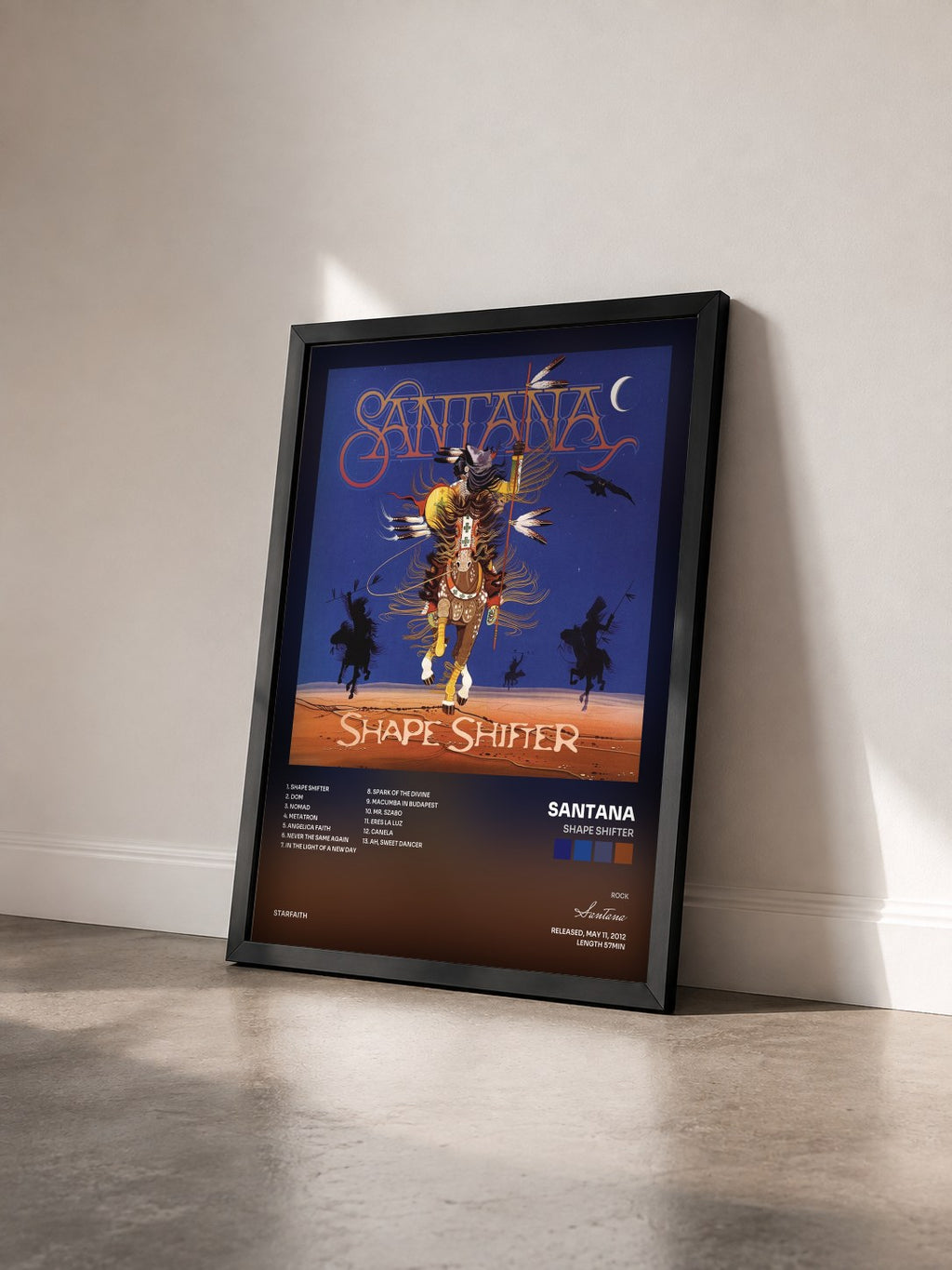 #noir Tableau de l'album Shape Shifter de Santana vu de trois quarts, cadre noir