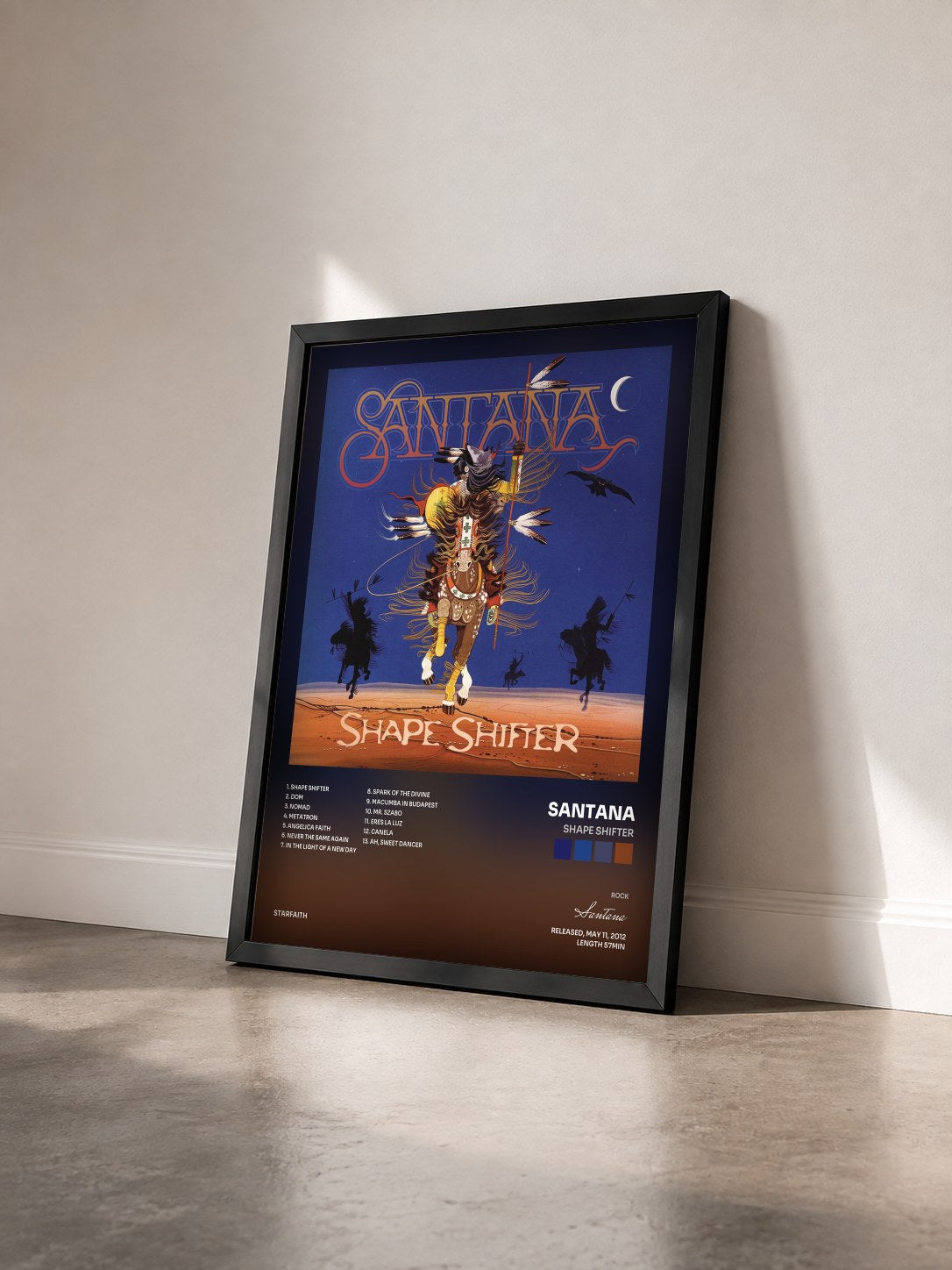 #noir Tableau de l'album Shape Shifter de Santana vu de trois quarts, cadre noir