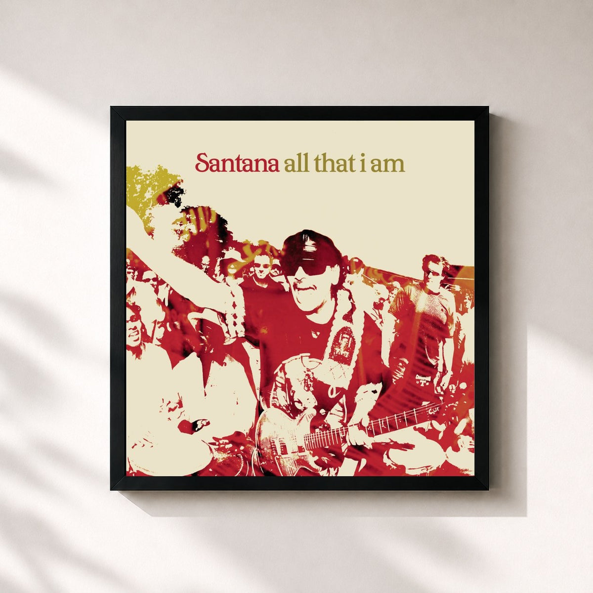 #noir Tableau carré de l'album All That I Am de Santana, cadre noir 32x32 cm