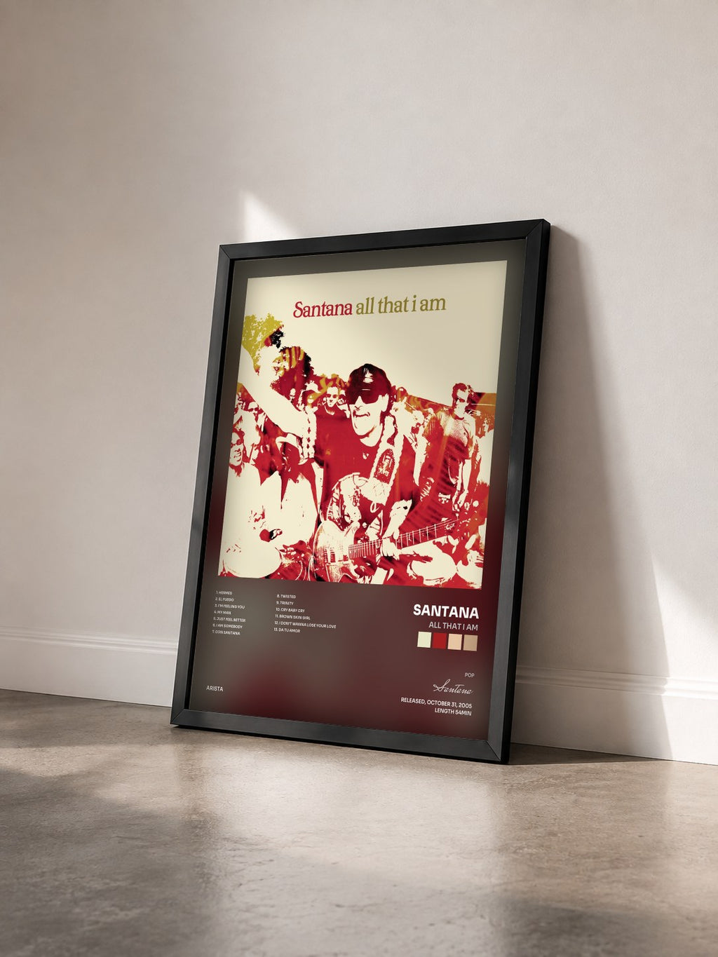 #noir Tableau de l'album All That I Am de Santana vu de trois quarts, cadre noir