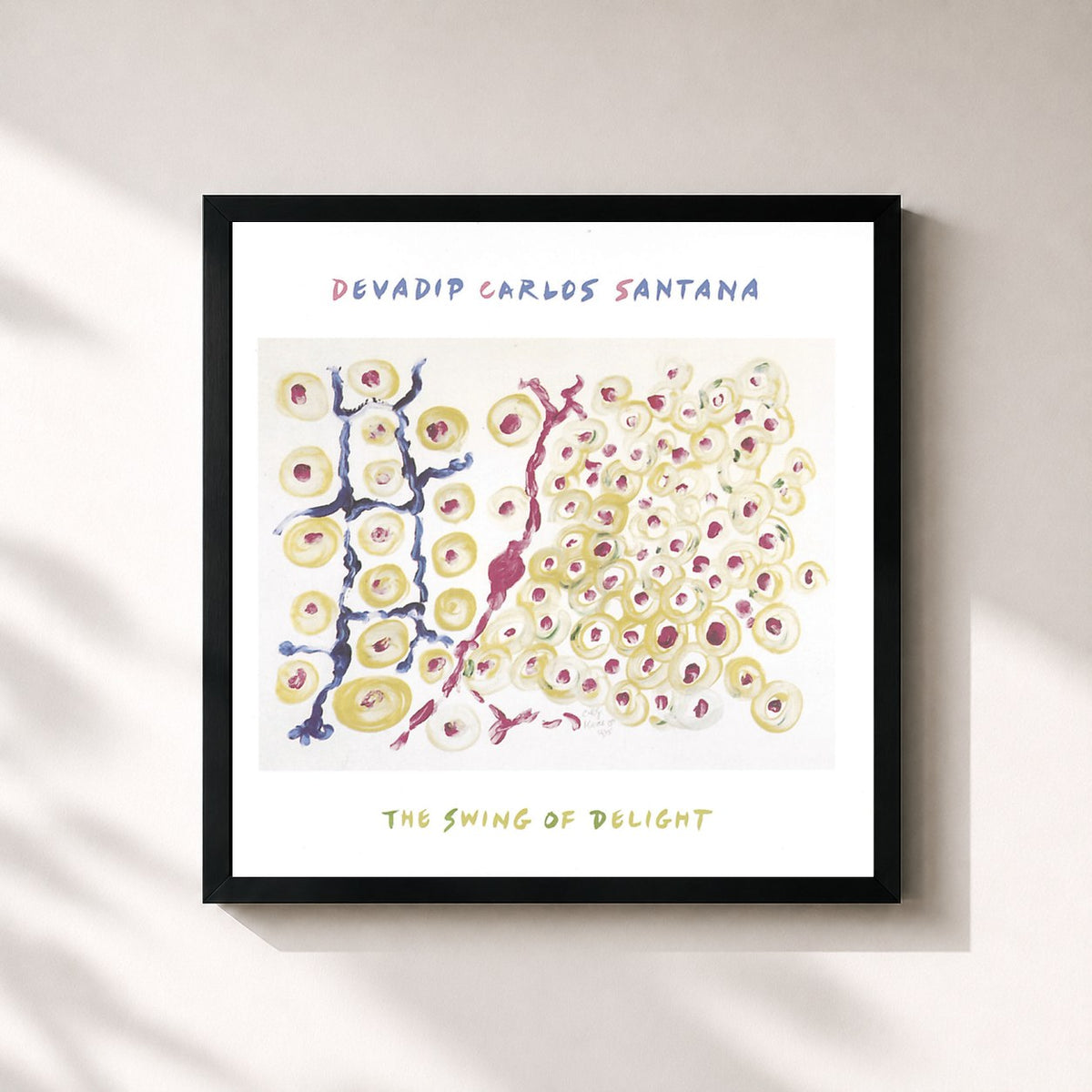 #noir Tableau carré de l'album The Swing Of Delight de Santana, cadre noir 32x32 cm