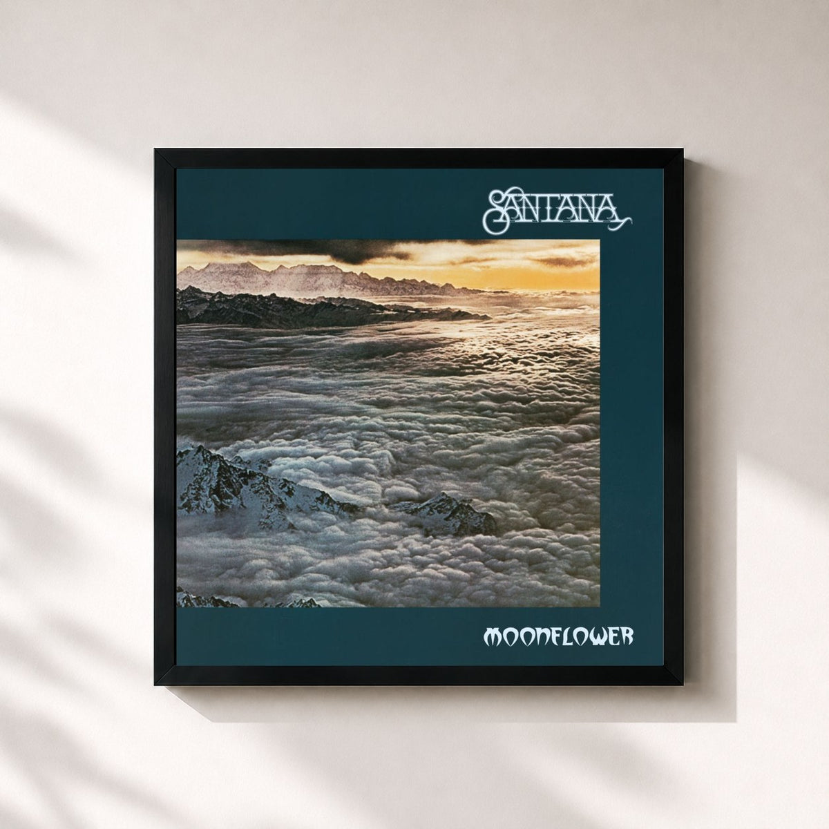 #noir Tableau carré de l'album Moonflower de Santana, cadre noir 32x32 cm