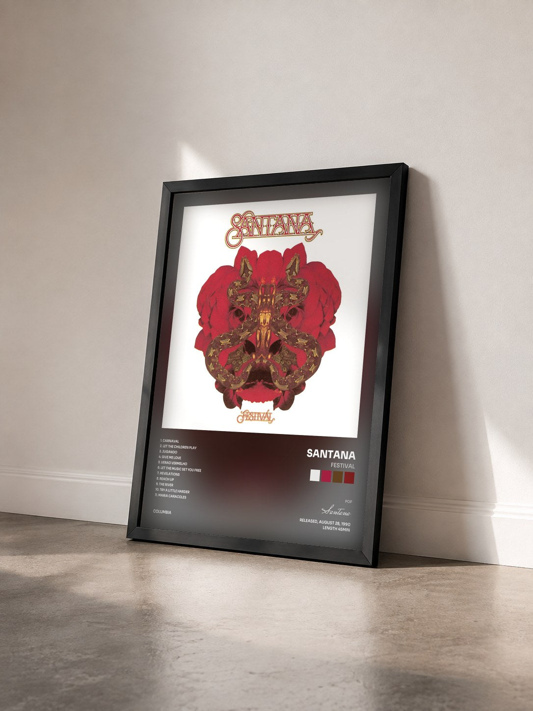 #noir Tableau de l'album FESTIVAL de Santana vu de trois quarts, cadre noir