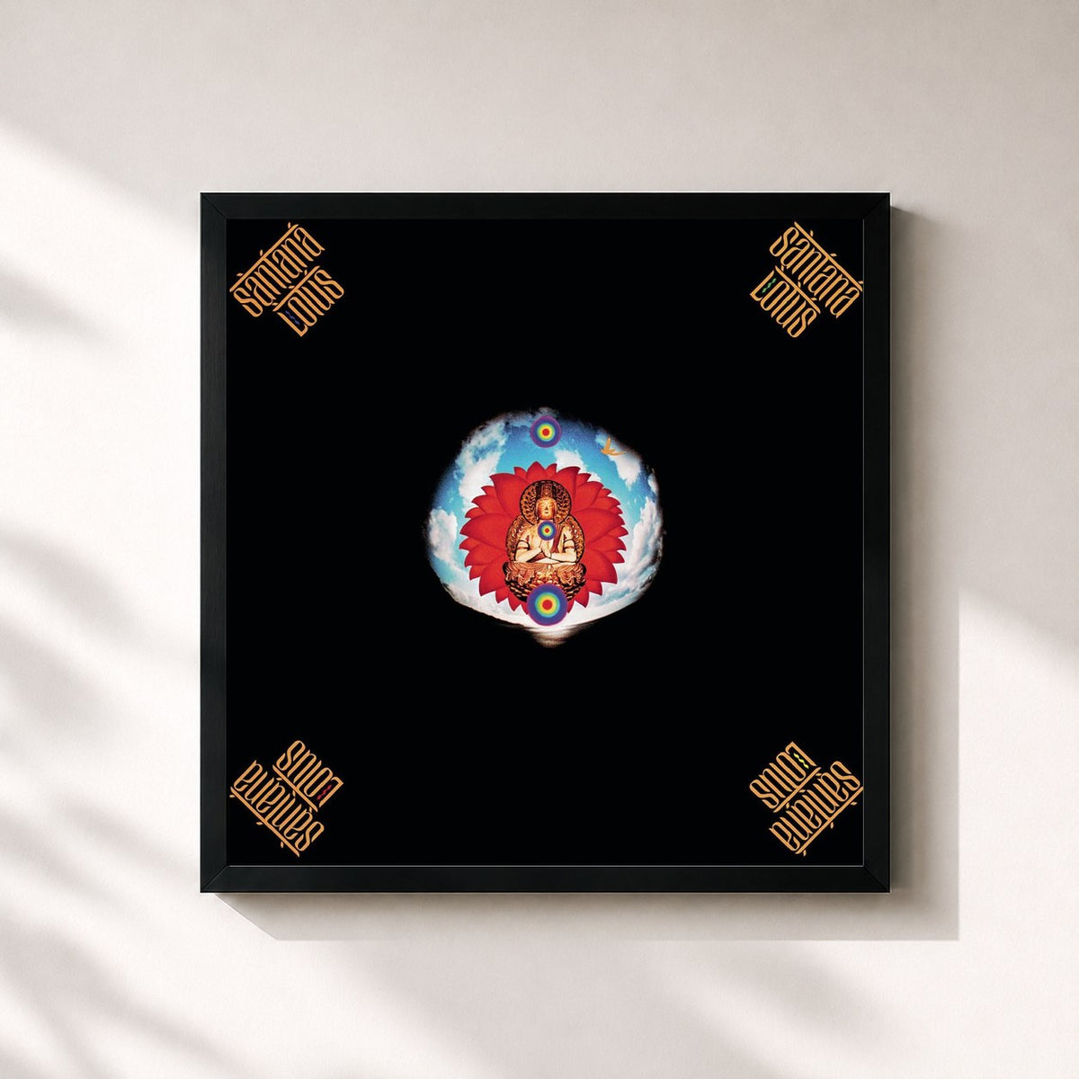 #noir Lotus by Santana as a square framed art print, black 32x32 cm frame