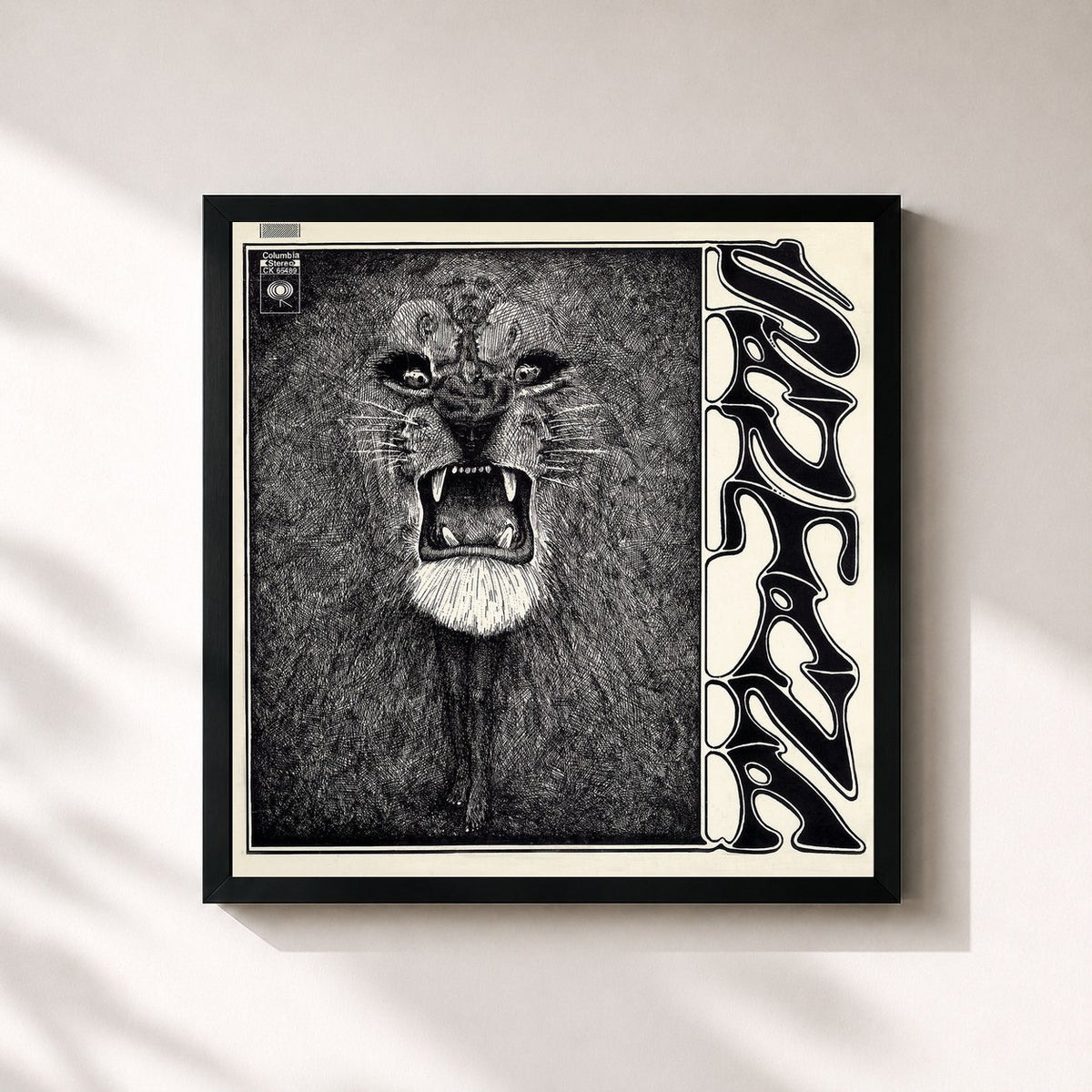 #noir Tableau carré de l'album Santana de Santana, cadre noir 32x32 cm