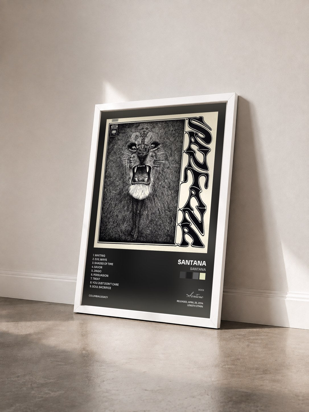 #blanc Tableau de l'album Santana de Santana vu de trois quarts, cadre blanc