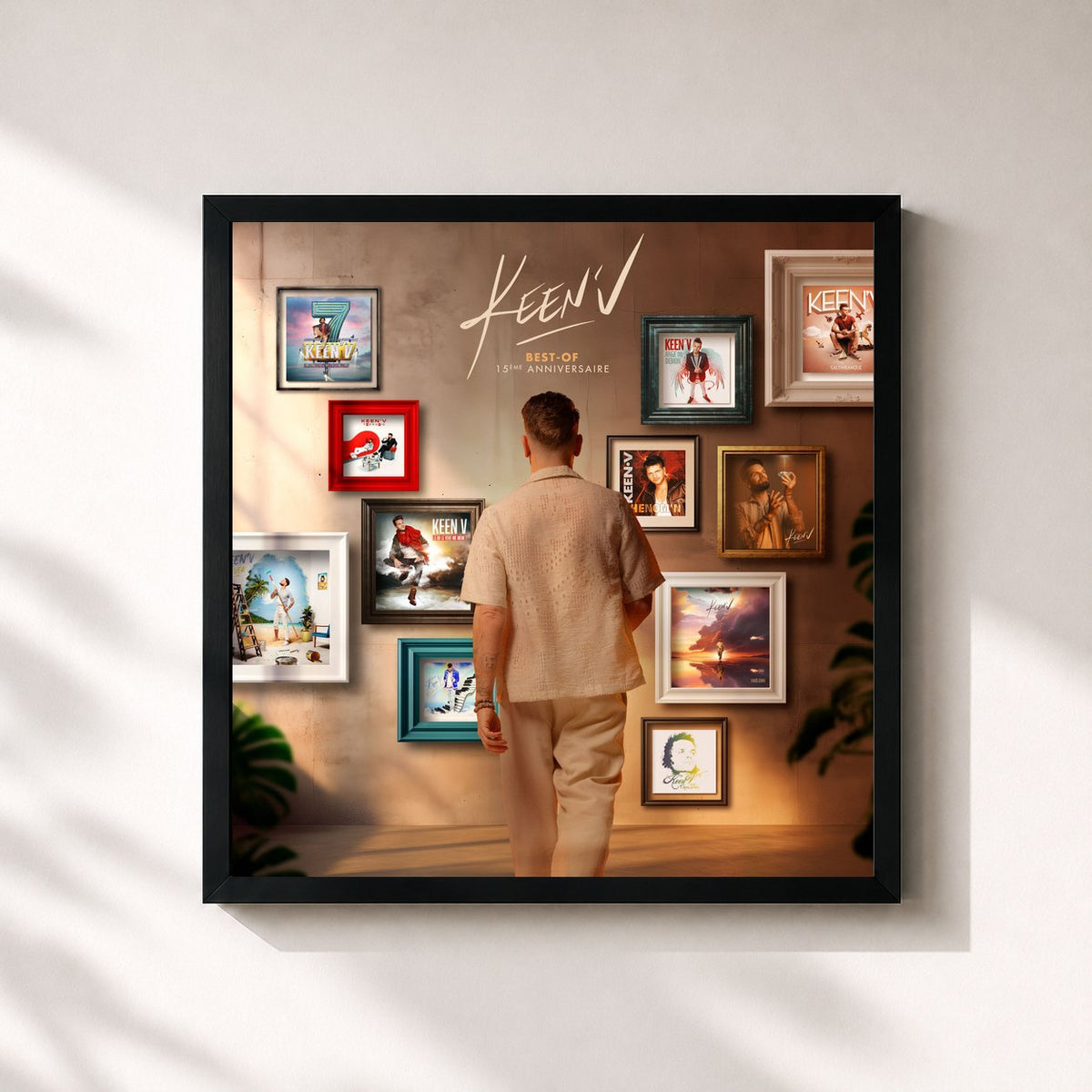 #noir Tableau carré de l'album Best-Of 15ème Anniversaire de Keen' V, cadre noir 32x32 cm