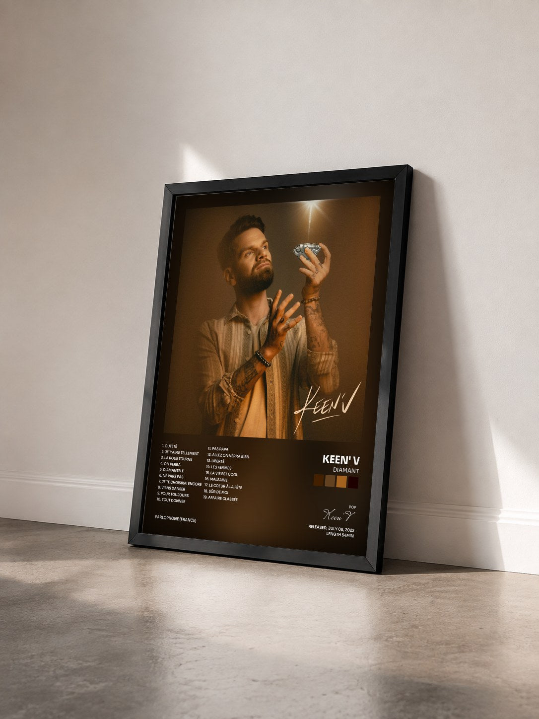 #noir Tableau de l'album Diamant de Keen' V vu de trois quarts, cadre noir