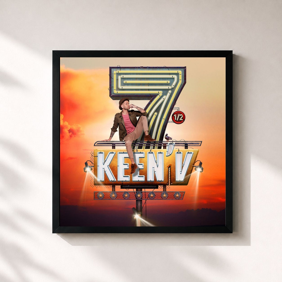 #noir Tableau carré de l'album 7 (Deluxe Version) de Keen' V, cadre noir 32x32 cm