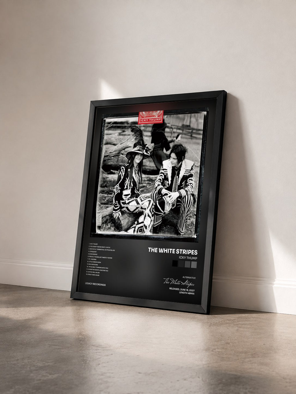 #noir Tableau de l'album Icky Thump de The White Stripes vu de trois quarts, cadre noir