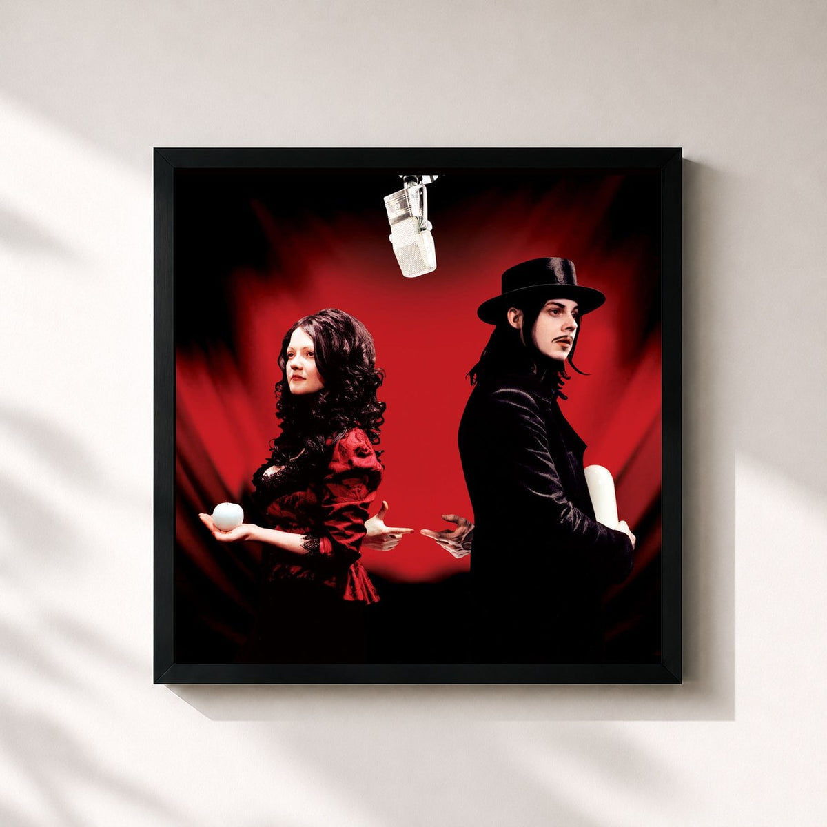 #noir Get Behind Me Satan by The White Stripes as a square framed art print, black 32x32 cm frame