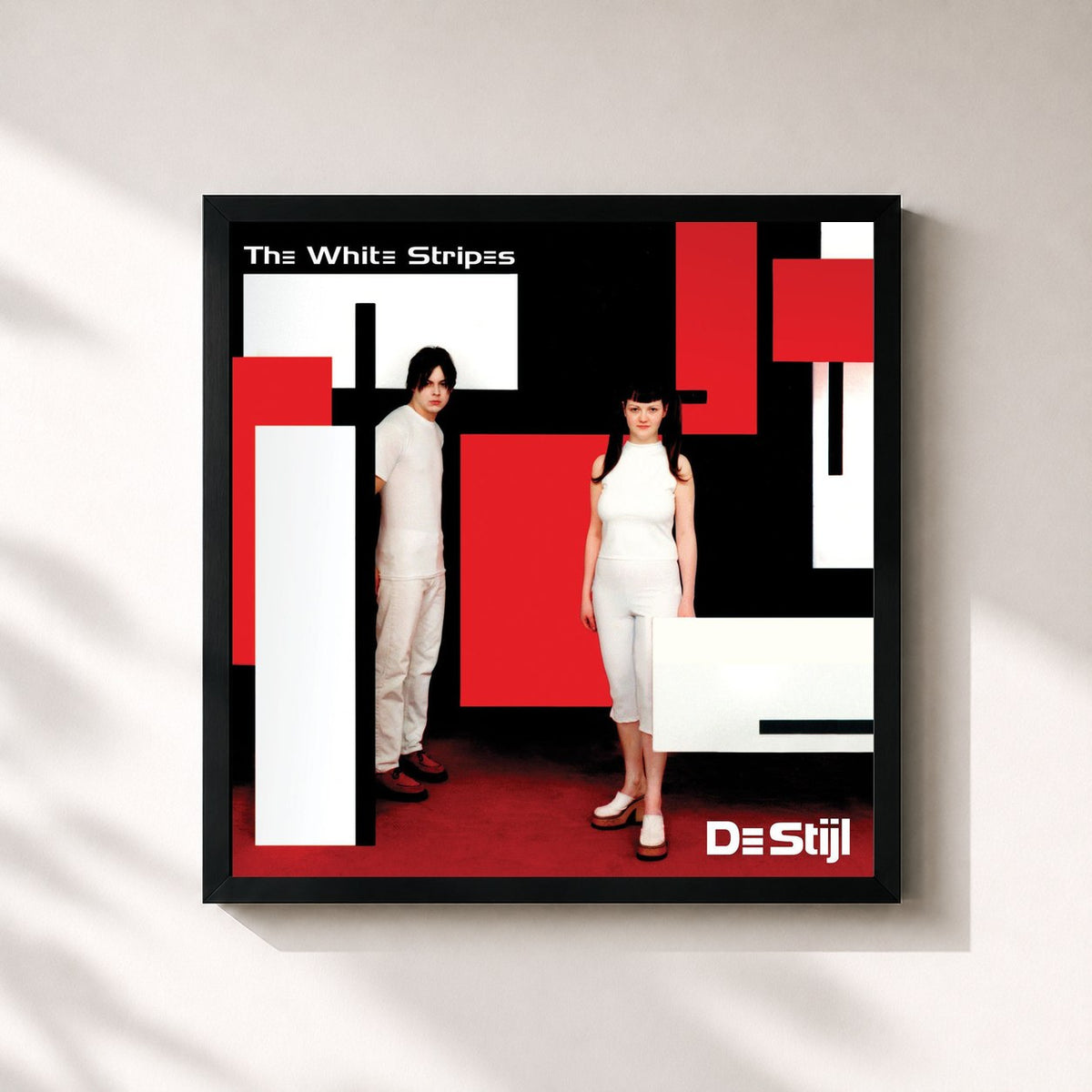 #noir De Stijl by The White Stripes as a square framed art print, black 32x32 cm frame