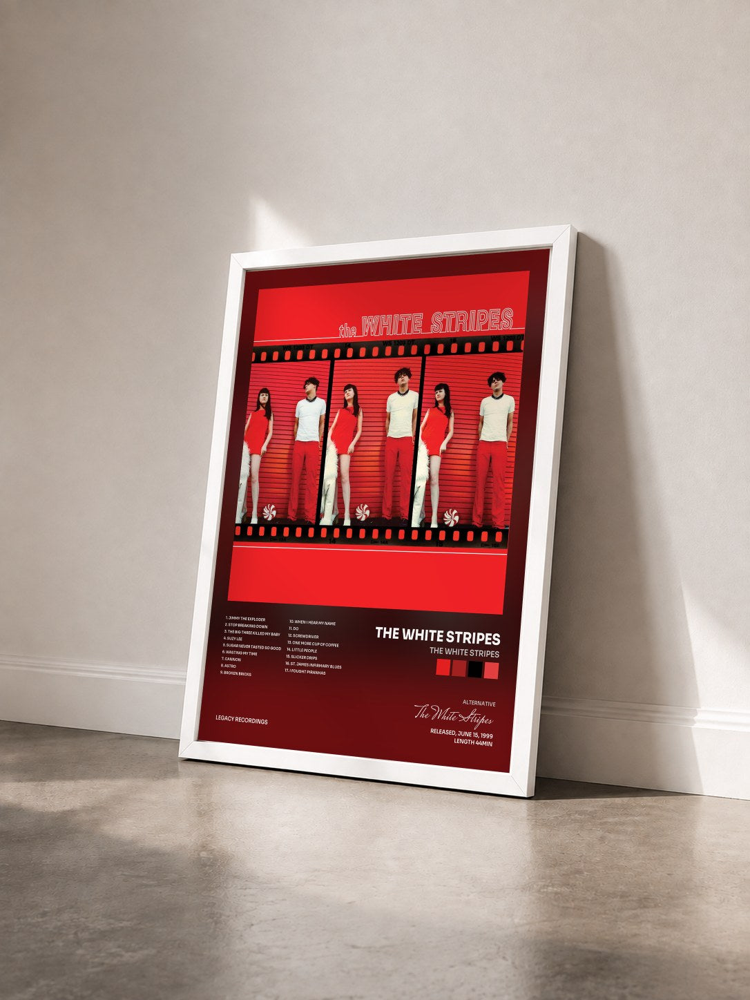 #blanc The White Stripes by The White Stripes as a framed art print seen at an angle, white frame