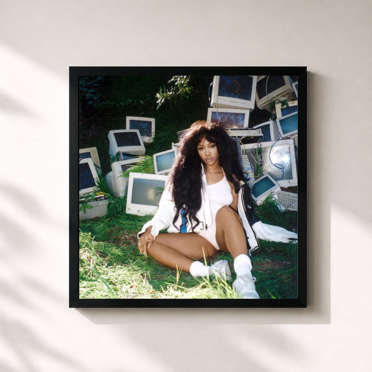 #noir Tableau carré de l'album Ctrl (Deluxe) de SZA, cadre noir 32x32 cm