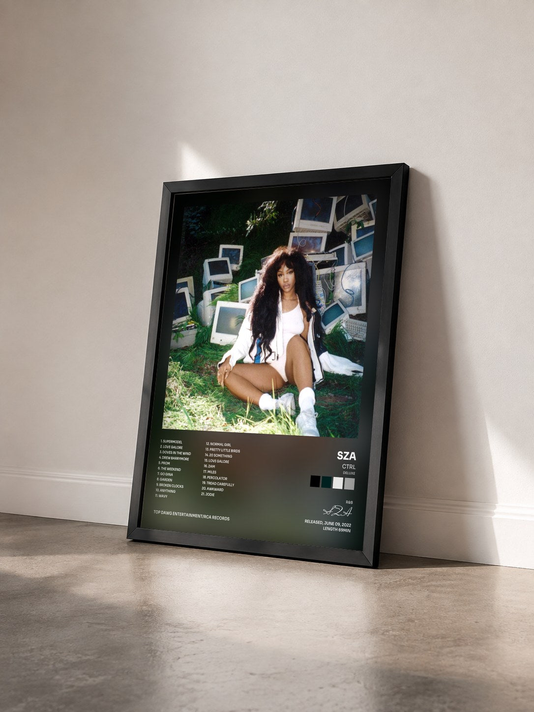 #noir Tableau de l'album Ctrl (Deluxe) de SZA vu de trois quarts, cadre noir