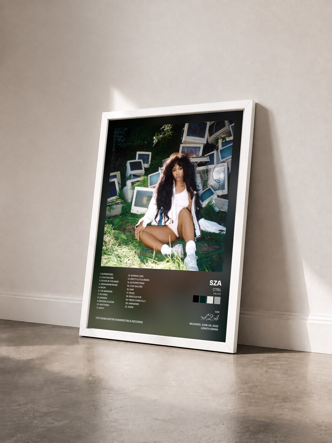#blanc Tableau de l'album Ctrl (Deluxe) de SZA vu de trois quarts, cadre blanc