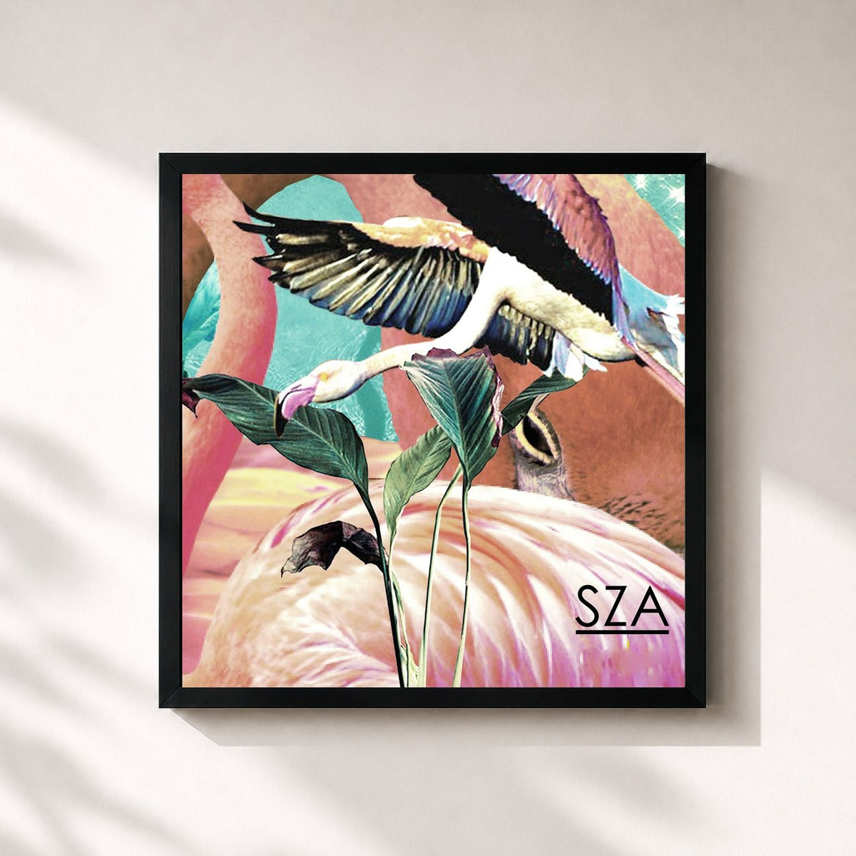 #noir Tableau carré de l'album SZA de SZA, cadre noir 32x32 cm