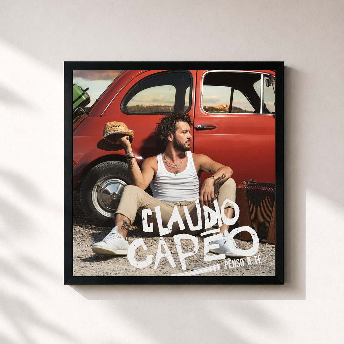 #noir Tableau carré de l'album Penso a te de Claudio Capéo, cadre noir 32x32 cm