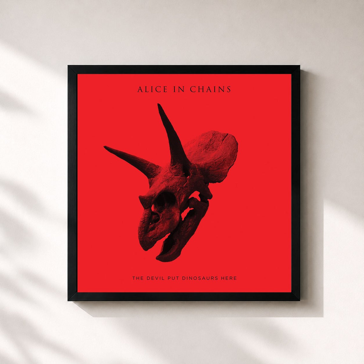 #noir Tableau carré de l'album The Devil Put Dinosaurs Here de Alice in Chains, cadre noir 32x32 cm