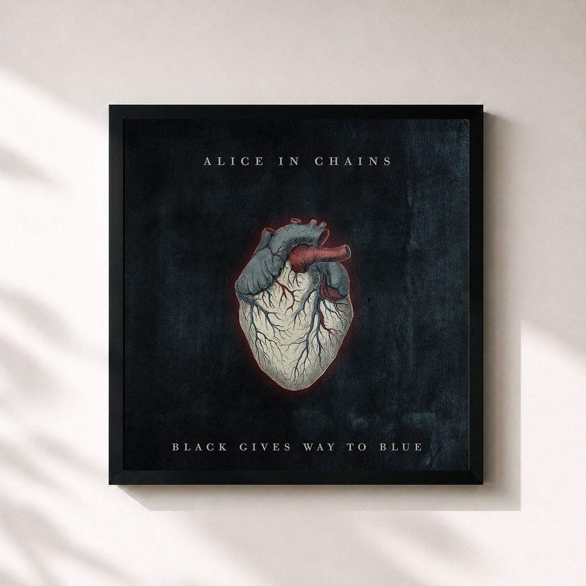 #noir Tableau carré de l'album Black Gives Way To Blue de Alice in Chains, cadre noir 32x32 cm