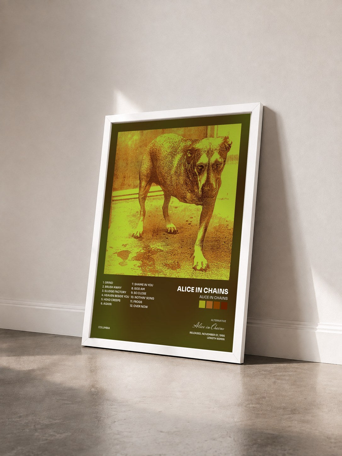 #blanc Tableau de l'album Alice In Chains de Alice in Chains vu de trois quarts, cadre blanc