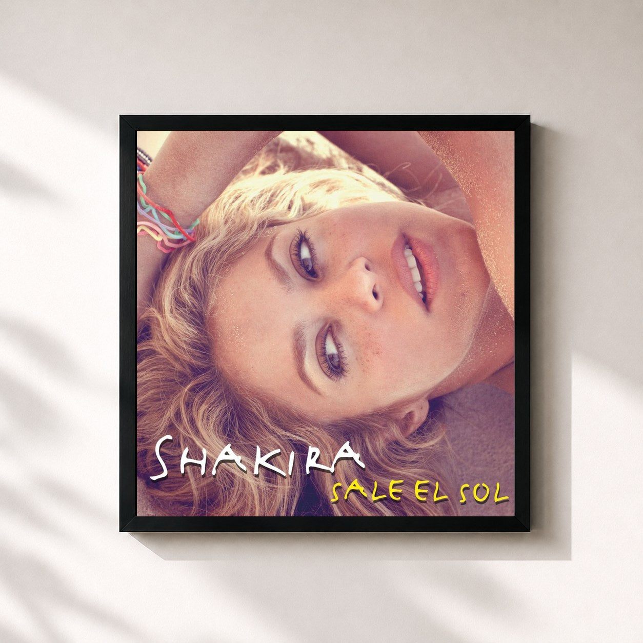 #noir Tableau carré de l'album Sale el Sol de Shakira, cadre noir 32x32 cm