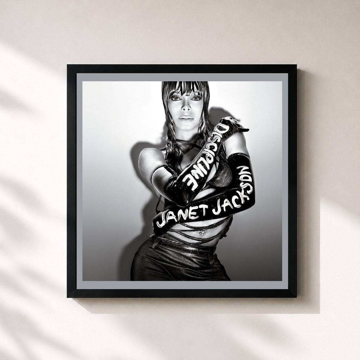 #noir Tableau carré de l'album Discipline (Deluxe Edition) de Janet Jackson, cadre noir 32x32 cm