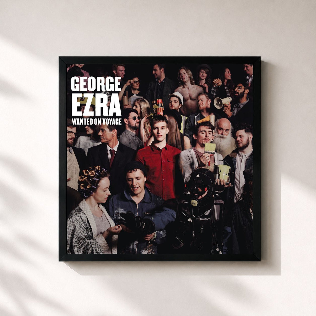 #noir Tableau carré de l'album Wanted on Voyage (Expanded Edition) de George Ezra, cadre noir 32x32 cm