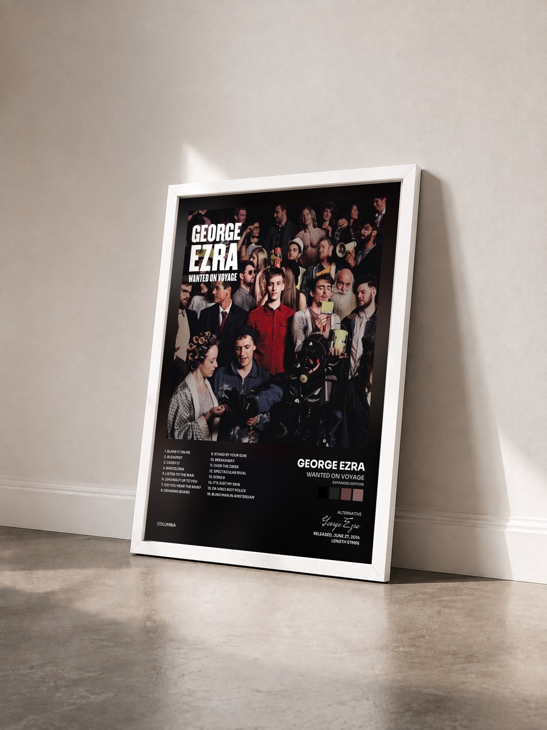 #blanc Tableau de l'album Wanted on Voyage (Expanded Edition) de George Ezra vu de trois quarts, cadre blanc