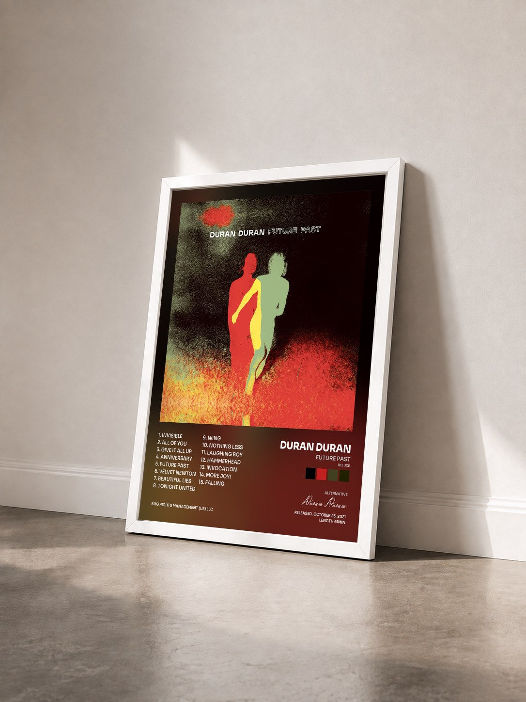 #blanc Tableau de l'album FUTURE PAST (Deluxe) de Duran Duran vu de trois quarts, cadre blanc