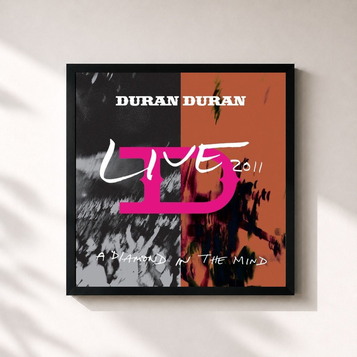 #noir Tableau carré de l'album A Diamond in the Mind de Duran Duran, cadre noir 32x32 cm