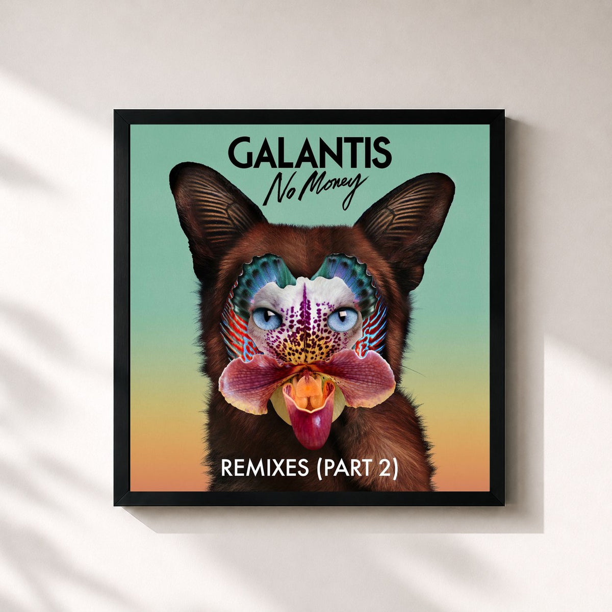 #noir Tableau carré de l'album No Money Remixes, (Pt. 2) de Galantis, cadre noir 32x32 cm