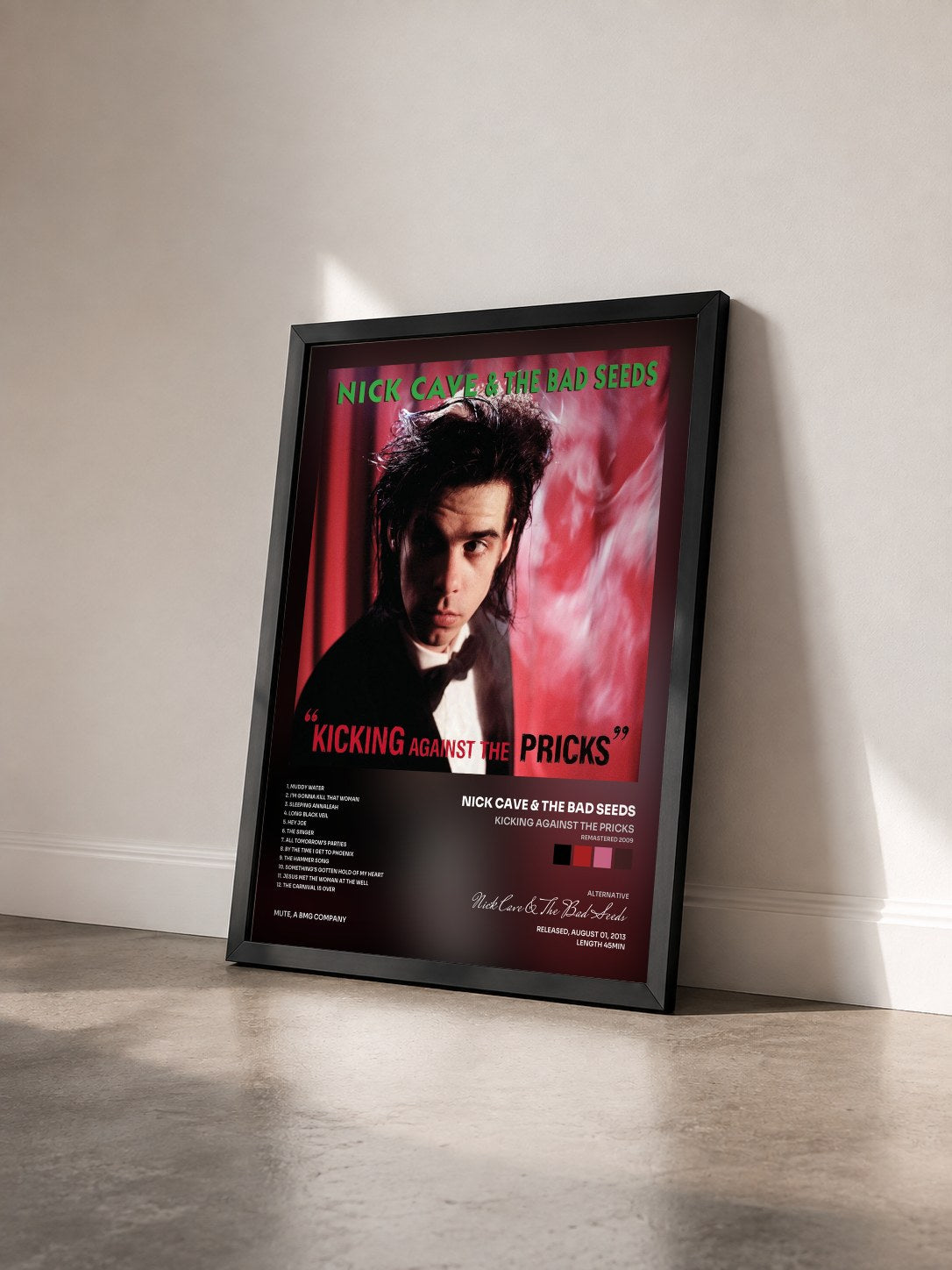 #noir Tableau de l'album Kicking Against the Pricks (Remastered 2009) de Nick Cave & The Bad Seeds vu de trois quarts, cadre noir