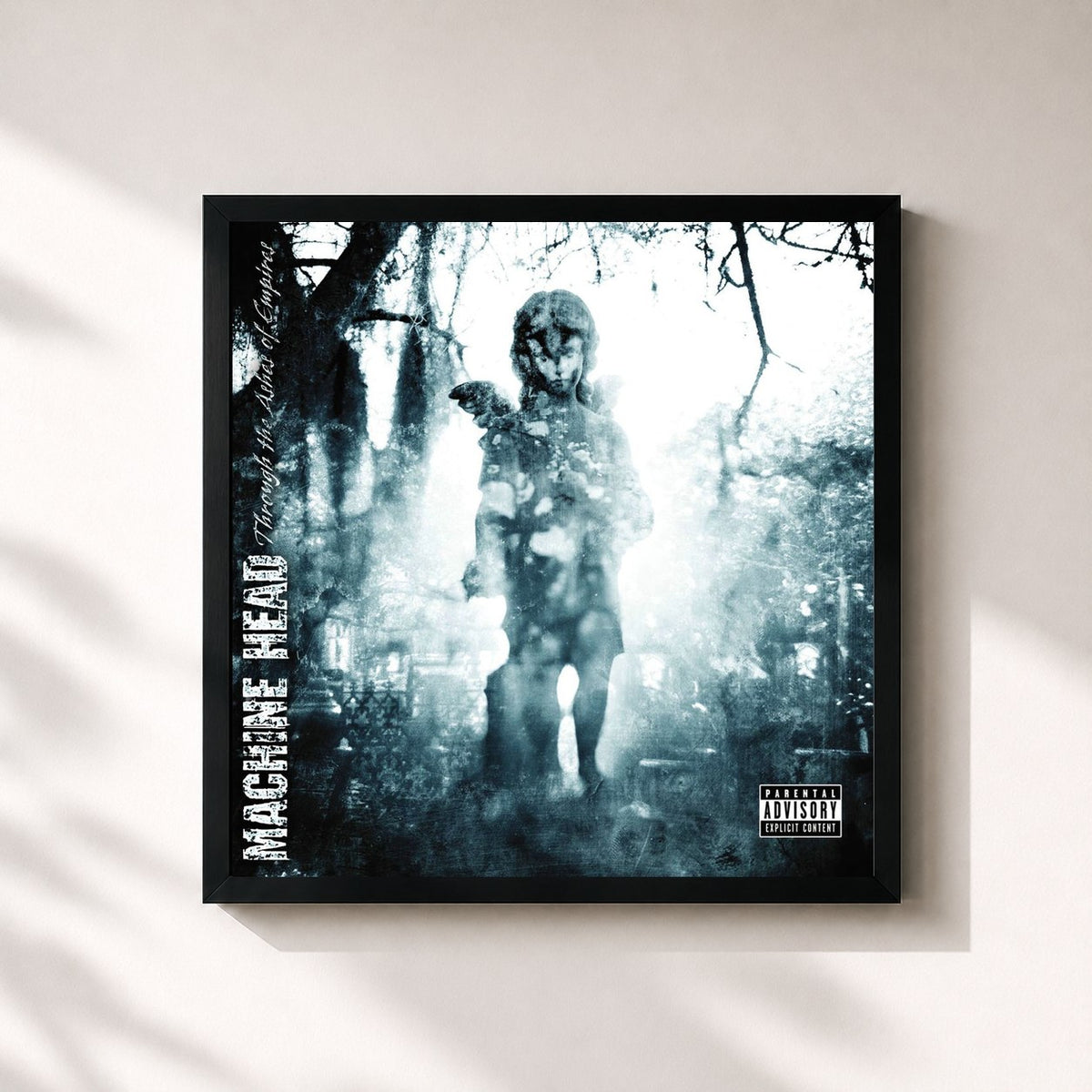 #noir Tableau carré de l'album Through the Ashes of Empires de Machine Head, cadre noir 32x32 cm