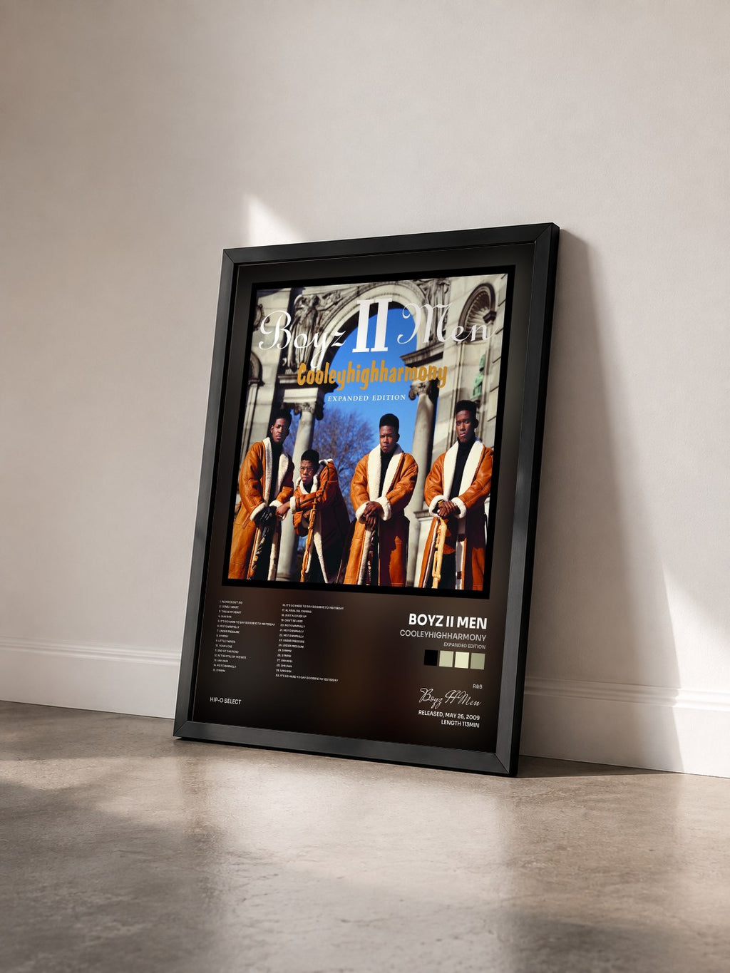 #noir Tableau de l'album Cooleyhighharmony (Expanded Edition) de Boyz II Men vu de trois quarts, cadre noir