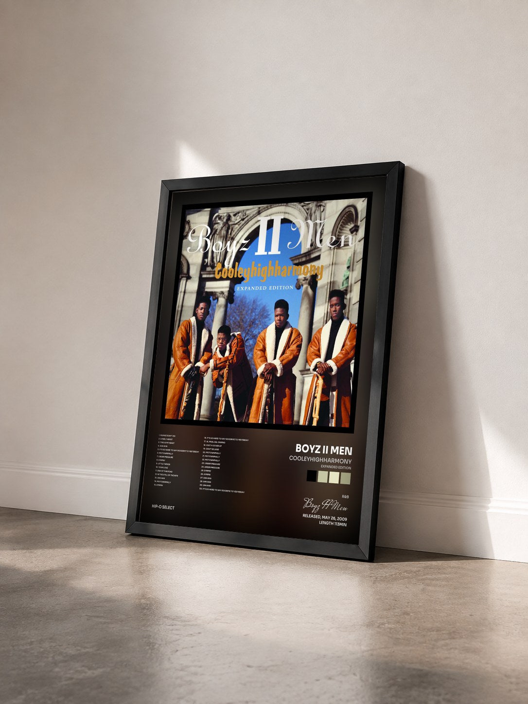#noir Tableau de l'album Cooleyhighharmony (Expanded Edition) de Boyz II Men vu de trois quarts, cadre noir