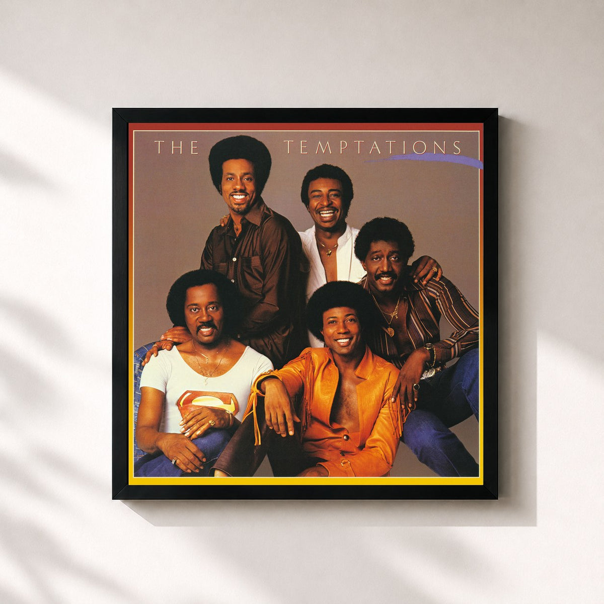 #noir Tableau carré de l'album The Temptations de The Temptations, cadre noir 32x32 cm