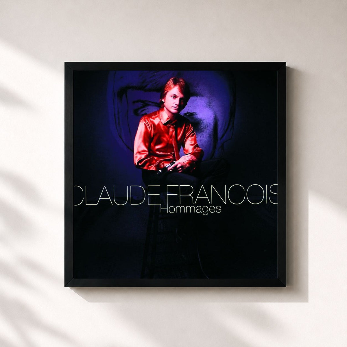 #noir Hommages von Claude François als quadratischer Kunstdruck, schwarzer Rahmen 32x32 cm