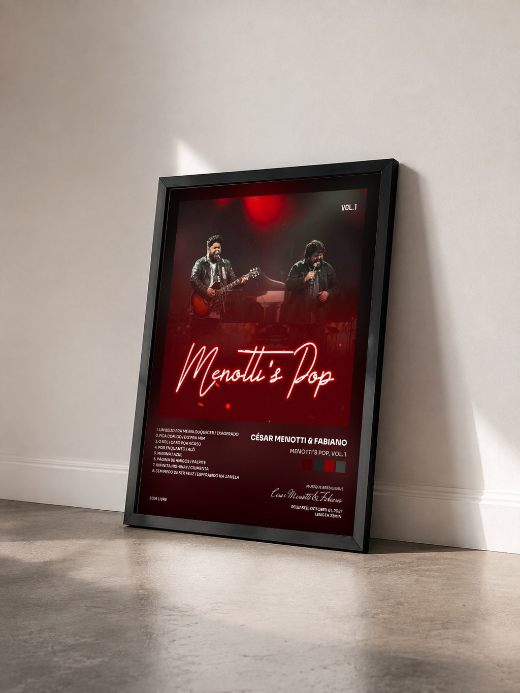 #noir Tableau de l'album Menotti´s Pop, Vol. 1 de César Menotti & Fabiano vu de trois quarts, cadre noir