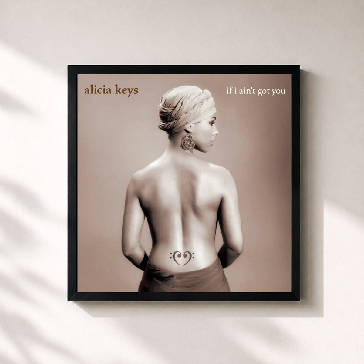 #noir Tableau carré de l'album If I Ain't Got You EP de Alicia Keys, cadre noir 32x32 cm