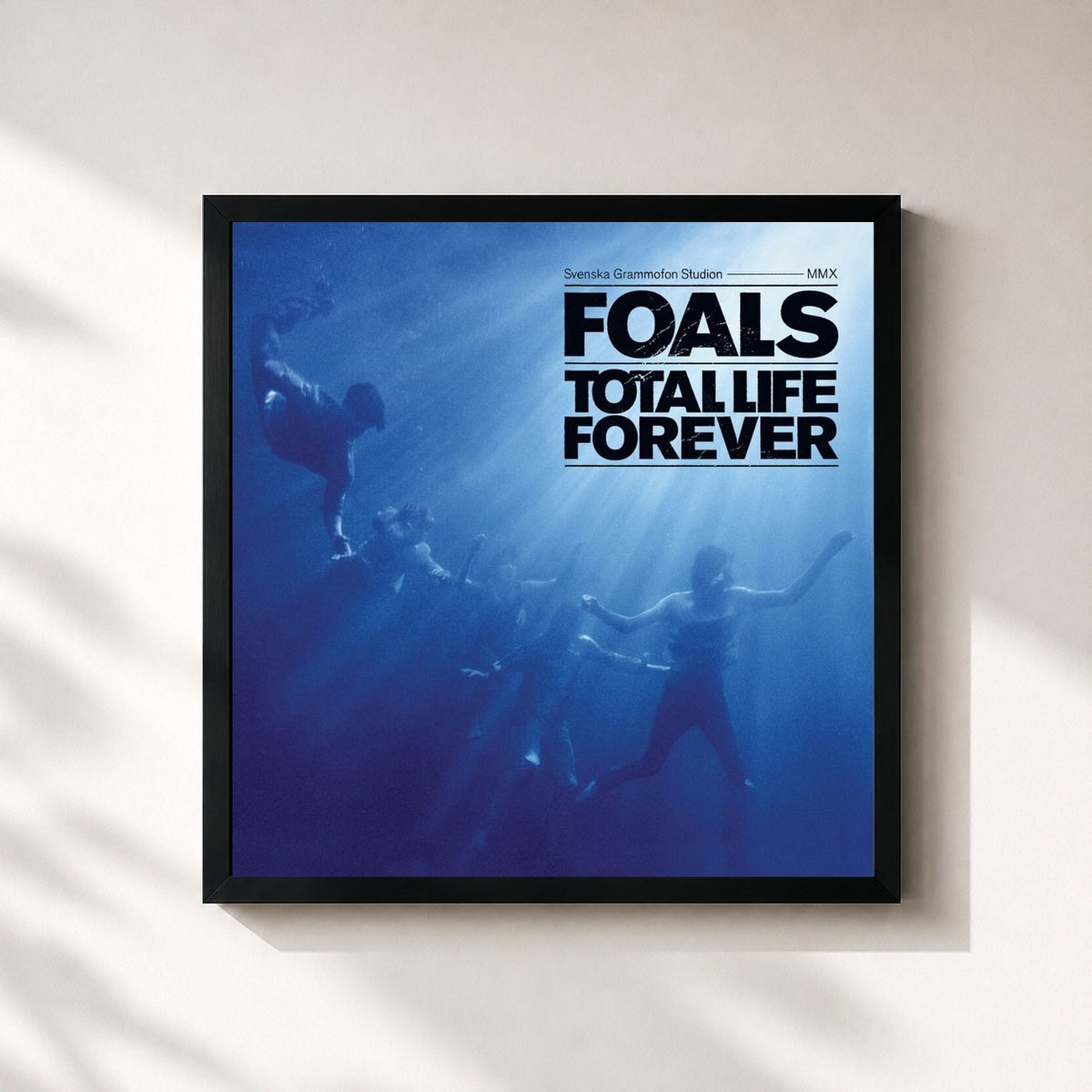 #noir Tableau carré de l'album Total Life Forever de Foals, cadre noir 32x32 cm