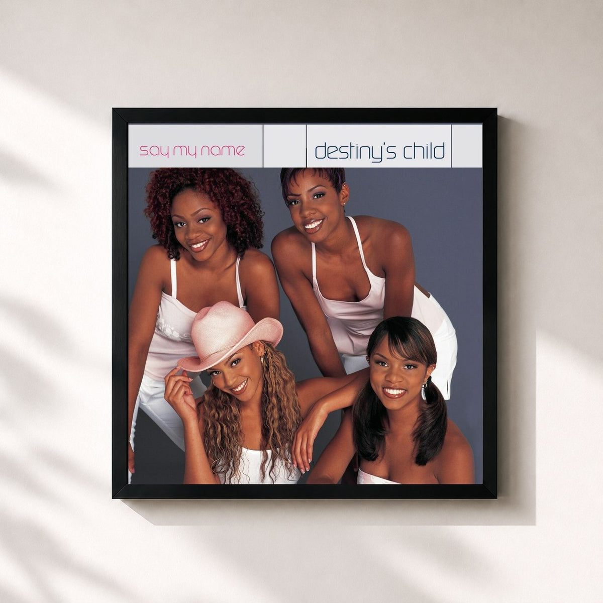 #noir Say My Name di Destiny's Child in stampa quadrata incorniciata, cornice nera 32x32 cm