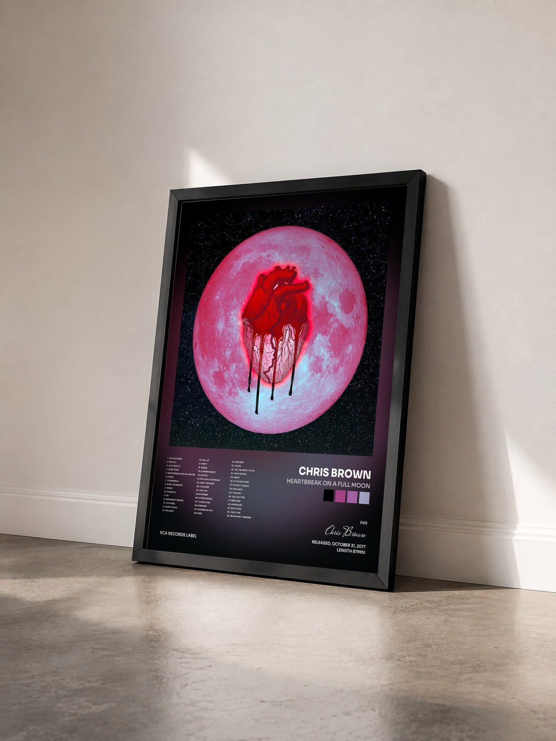 #noir Heartbreak on a Full Moon by Chris Brown as a framed art print seen at an angle, black frame