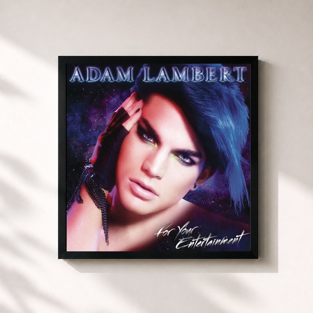 #noir Tableau carré de l'album For Your Entertainment de Adam Lambert, cadre noir 32x32 cm
