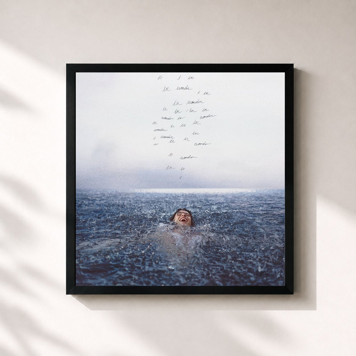 #noir Tableau carré de l'album Wonder (Deluxe) de Shawn Mendes, cadre noir 32x32 cm