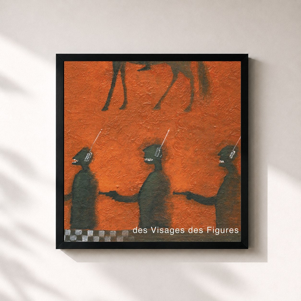 #noir Des visages des figures by Noir Désir as a square framed art print, black 32x32 cm frame