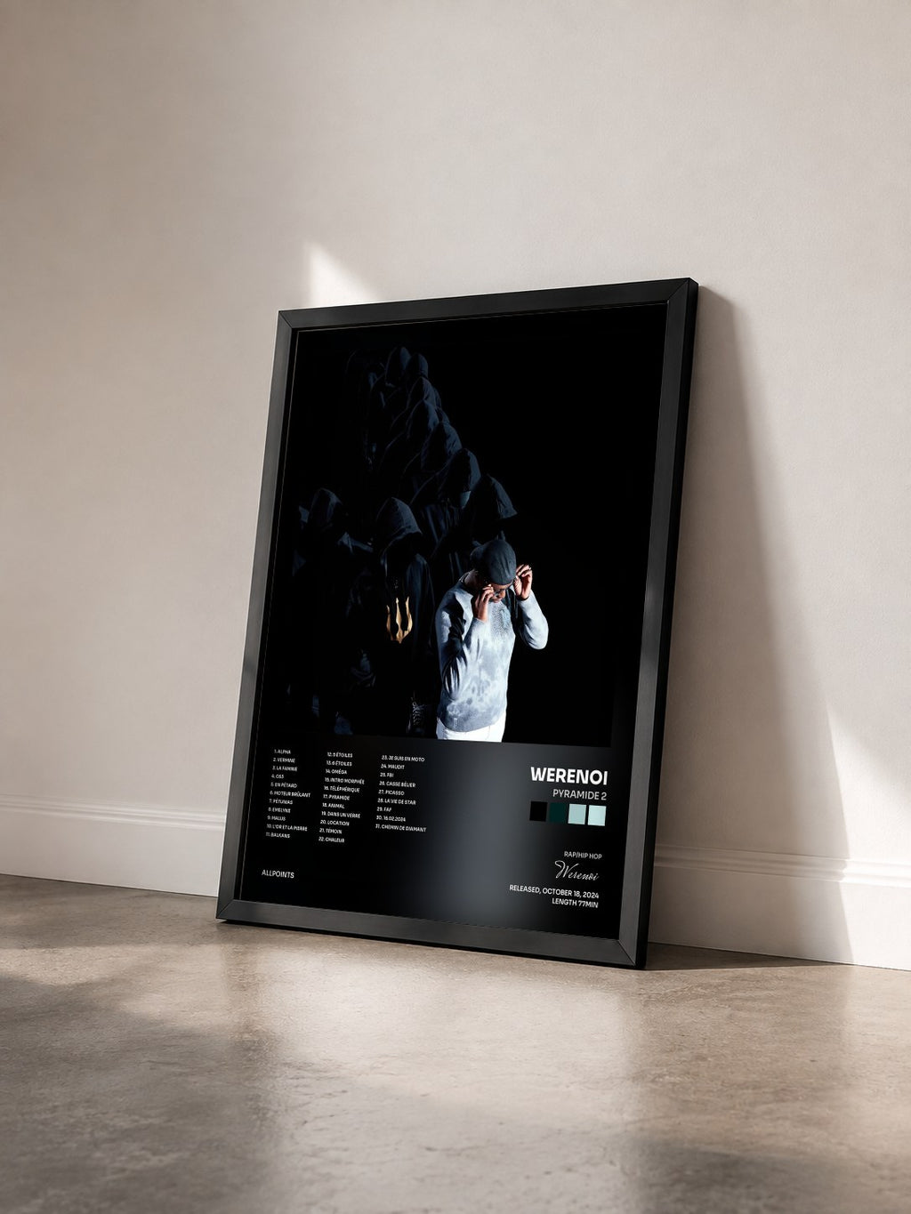#noir Tableau de l'album Pyramide 2 de Werenoi vu de trois quarts, cadre noir