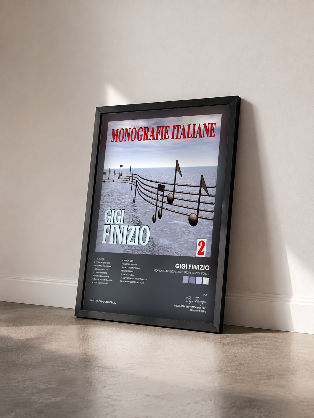 #noir Monografie italiane: Gigi Finizio, Vol. 2 di Gigi Finizio in stampa incorniciata vista di tre quarti, cornice nera
