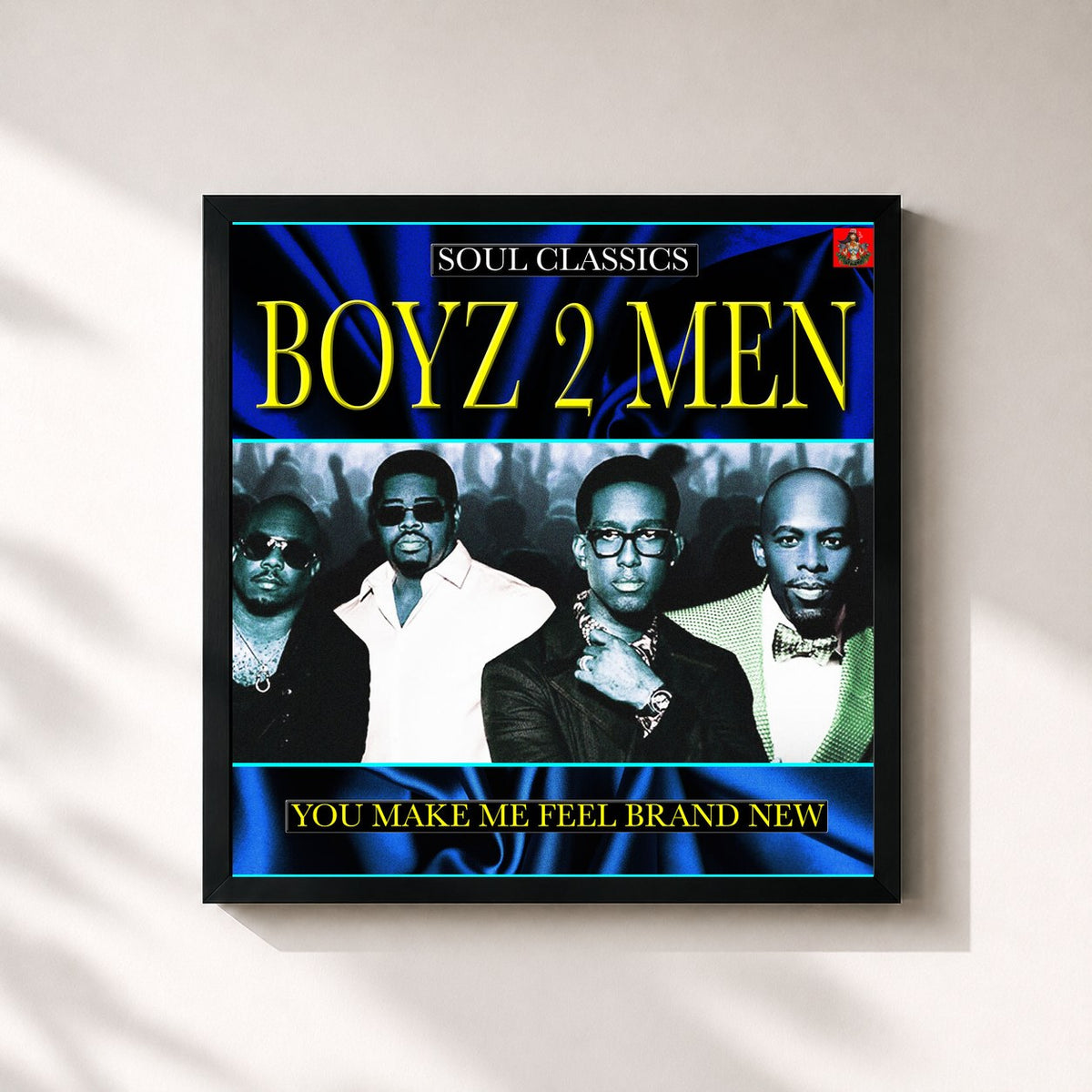 #noir Tableau carré de l'album You Make Me Feel Brand New de Boyz II Men, cadre noir 32x32 cm